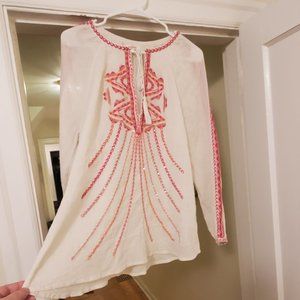 Sundance Lotus Root Top - Size XL, Embroidered, Gauzy, Sequins